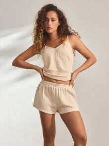 Ocili Bộ 3 quần short vải gạc cotton, đồ ngủ nữ. - Nhiều màu - Xem 1