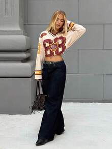 BiaLiraa Quần Jeans Nữ In Họa Tiết Da Báo, Thường Ngày & Thời Trang Cho Mặc Hàng Ngày Y2k, Quần Jeans Rộng - Rửa tối - Xem 1