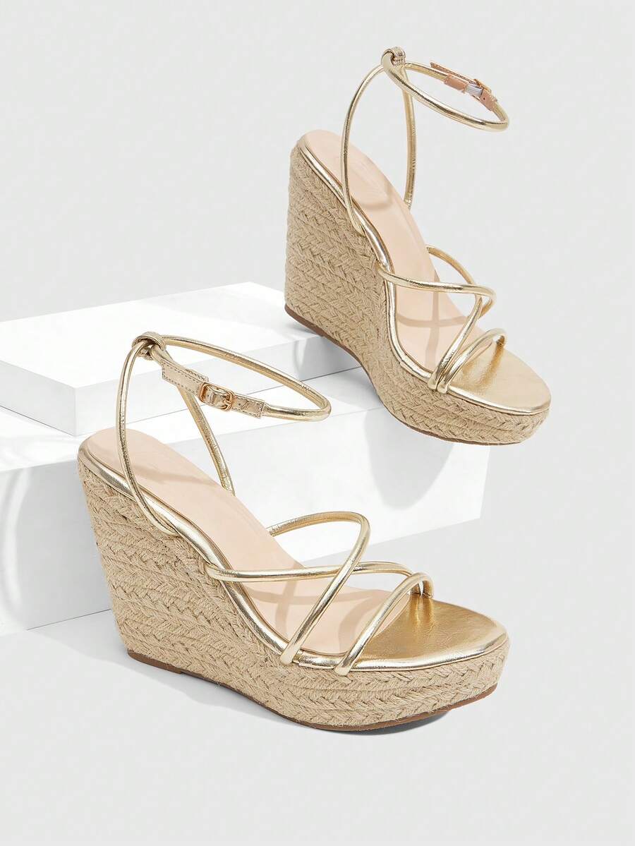 CUCCOO SZL Giày sandal cao gót nữ thời trang thường ngày, đa năng, gợi cảm, quai chéo, chất liệu rơm, chống thấm nước, thích hợp đi làm, hẹn hò, dự tiệc, lễ hội, đám cưới, du lịch. - Vàng - Xem 1