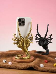 Joivida 1 pieza Soporte de teléfono con forma de Alien Face Hugger, soporte de escritorio de teléfono celular con tema de película de terror, soporte de teléfono 3D único con forma de monstruo para escritorio, hogar y oficina, regalo genial de soporte de teléfono para fans del terror, gamers y amantes del cine, material con base estable, perfecto para teléfono, tableta y dispositivos pequeños, excelente para decoración de escritorio, soporte de teléfono y regalo con tema de terror - Multicolor - Ver 1
