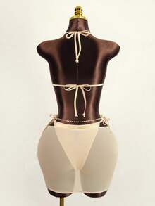 Swim SXY 25SS Shiny Sparkly Sexy Bikini 3 Pieces Set, Summer Beach Holiday Festival - Gold - View 8