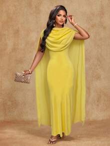 SHEIN Lunessa Elegant Backless Solid Color Party Cocktail Party Dress Yellow Summer - Pale Yellow - View 7