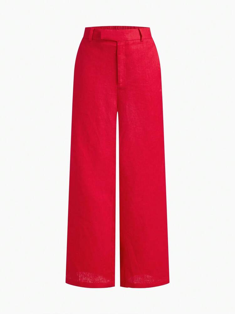 WOMEN'S 100% LINEN CASUAL STRAIGHT LEG PANTS, SUMMER