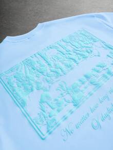 Manfinity Hypemode Camiseta casual de hombre con pintura en relieve 3D "La Última Cena", uso versátil diario, regalo para novio/esposo, aniversario - Azul cielo - View 5