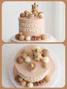 MINKOJA MINKOJA 1pc Cute Brown Bear With Party Hat Cake Topper - Reusable Birthday Decoration For Cakes, Gender Reveal, Shower, Wedding, Anniversary & Summer Parties, Cake Decorations, Christmas, Party Supplies - View 5
