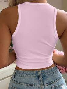 Modelyn 休闲简约圆领紧身女式背心，适合夏季穿着 - 彩色 - 查看 2