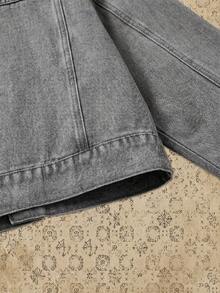 Manfinity Denimwave Áo khoác denim ngắn tay dài dành cho nam - Xám - Xem 5
