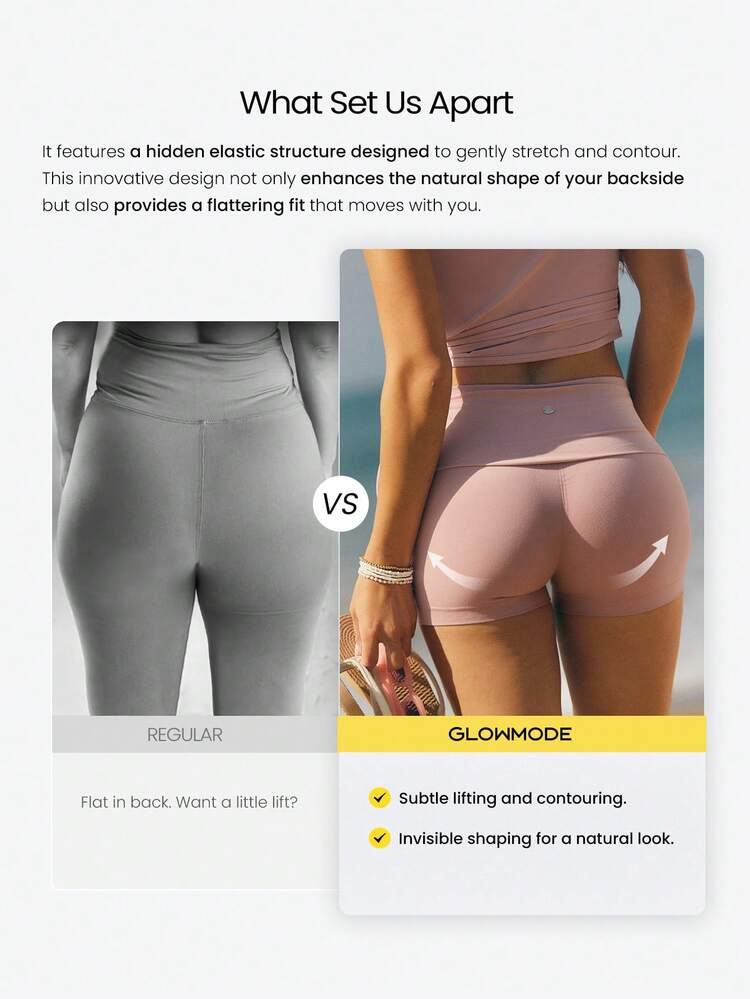 2.5" FeatherFit™ Mini ultra suave y elástico shorts de ciclista con pliegue bajo y cintura invisible, con costuras que moldean el trasero para uso diario, yoga, pilates y estudio