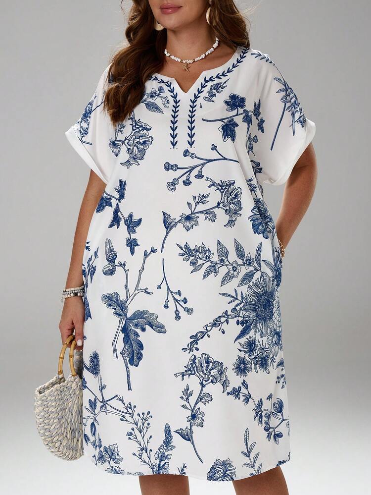 Plus Size Women's Early Spring Short Sleeve Striped Dress