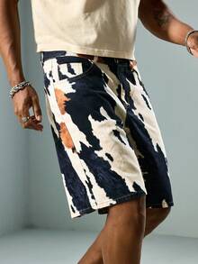 Street Life Quần short denim nam kiểu dáng thường ngày, phối nhiều mảnh vải, có túi cài nút, đa năng cho mặc hàng ngày. - Nhiều màu - Xem 6