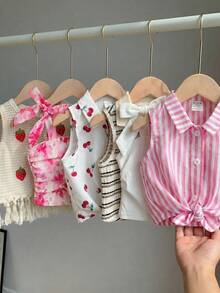 SHEIN Little Byeori 【随机6件，送1件】惊喜盒！！！！30%概率随机获得2件休闲背心、柔软夏季上衣、衬衫、夏季服装、短裤、背心、吊带背心、抹胸、束身衣、内衣、白色上衣、度假可爱上衣、少女无袖柔软上衣、夏季上衣、夏季短裤、背心。 - 白色 - 查看 3