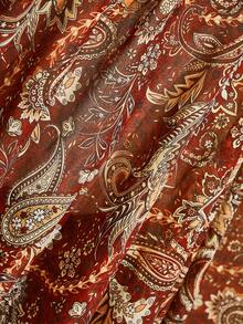 SHEIN ICON Áo khoác ngoài cỡ lớn dành cho nữ, in họa tiết paisley retro Y2K, cổ bất đối xứng. - Nhiều màu - Xem 8