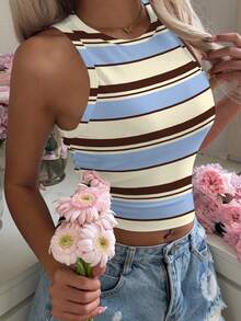 Modelyn Casual Minimalist Round Neck Tight Fit Women Tank Top, Suitable For Summer - Multicolor - View 4