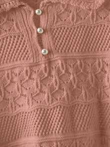 GlowEve Novo modelo de blusa de tricô em cores misturadas, com inspiração europeia e americana. - Rosa - Ver 6