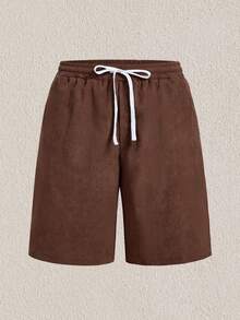 Mercer Haus Men's Summer Street Fashion Solid Color Breathable Outdoor Bermuda Shorts - Coffee Brown - View 3