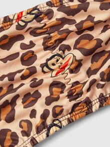 Paul Frank X ROMWE 3pcs Cartoon Monkey & Leopard Print Bandeau Bra Set - Brown - View 4