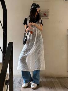 DAZY 女士V领叠层休闲长裙 - 米色 - 查看 2