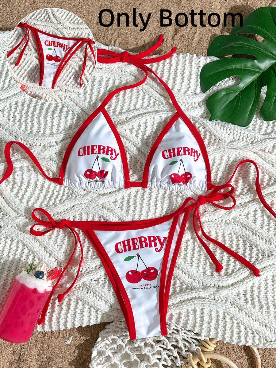 SHEIN Swim Mod Quần bikini in họa tiết buộc dây bên hông dành cho nữ hiệu Swim Mod-D mùa xuân/hè. - Nhiều màu - Xem 1