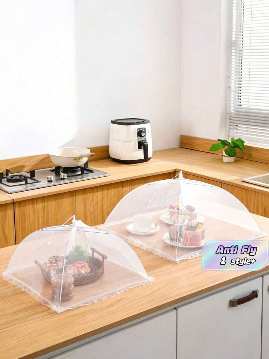 1PC Large Foldable Food Cover Tent Anti Fly Mesh Net For Kitchen Outdoor Camping Picnic BBQ Party Beach Reusable Collapsible Pop Up Food Protector Christmas Holiday Gift Home Dining Essential Insect Proof Food Screen - White - View 1