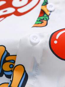 PEPSI X SHEIN PAVTROS X 联名款男士休闲街头风短袖衬衫，宽松版型，印花图案，适合街头穿搭和夏季度假，送给男友的绝佳礼物 - 彩色 - 查看 4