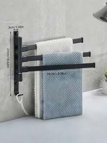 Aluminum 180 Degree Rotating Shower Towel Rack With Hooks Wall Mounted Foldable Drill Free Installation Large Capacity Strong Load Bearing For Bathroom Organization Storage Space Saving Modern Minimalist Bathroom Accessories Must Have - Multicolor - View 26