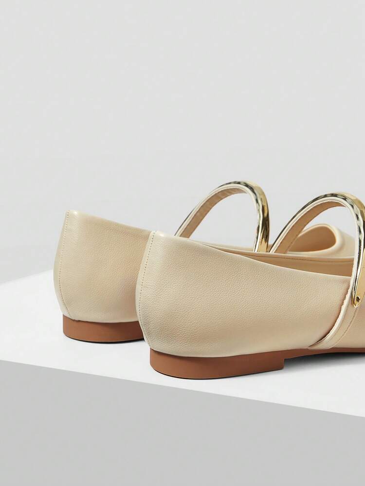 ELEGANT COMMUTING VERSATILE METAL RING WOMEN FLAT SHOES FOR CHRISTMAS