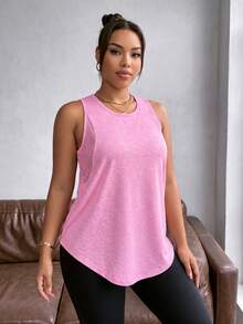 Maweii Jacquard Knit Sleeveless Tank Top, Solid Color Casual & Fashion For Everyday Wear - Pink - View 2