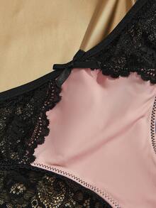 Charlaine 3pcs/Pack Low-Waist Contrast Color Sexy Lace Patchwork Panties - Multicolor - View 5