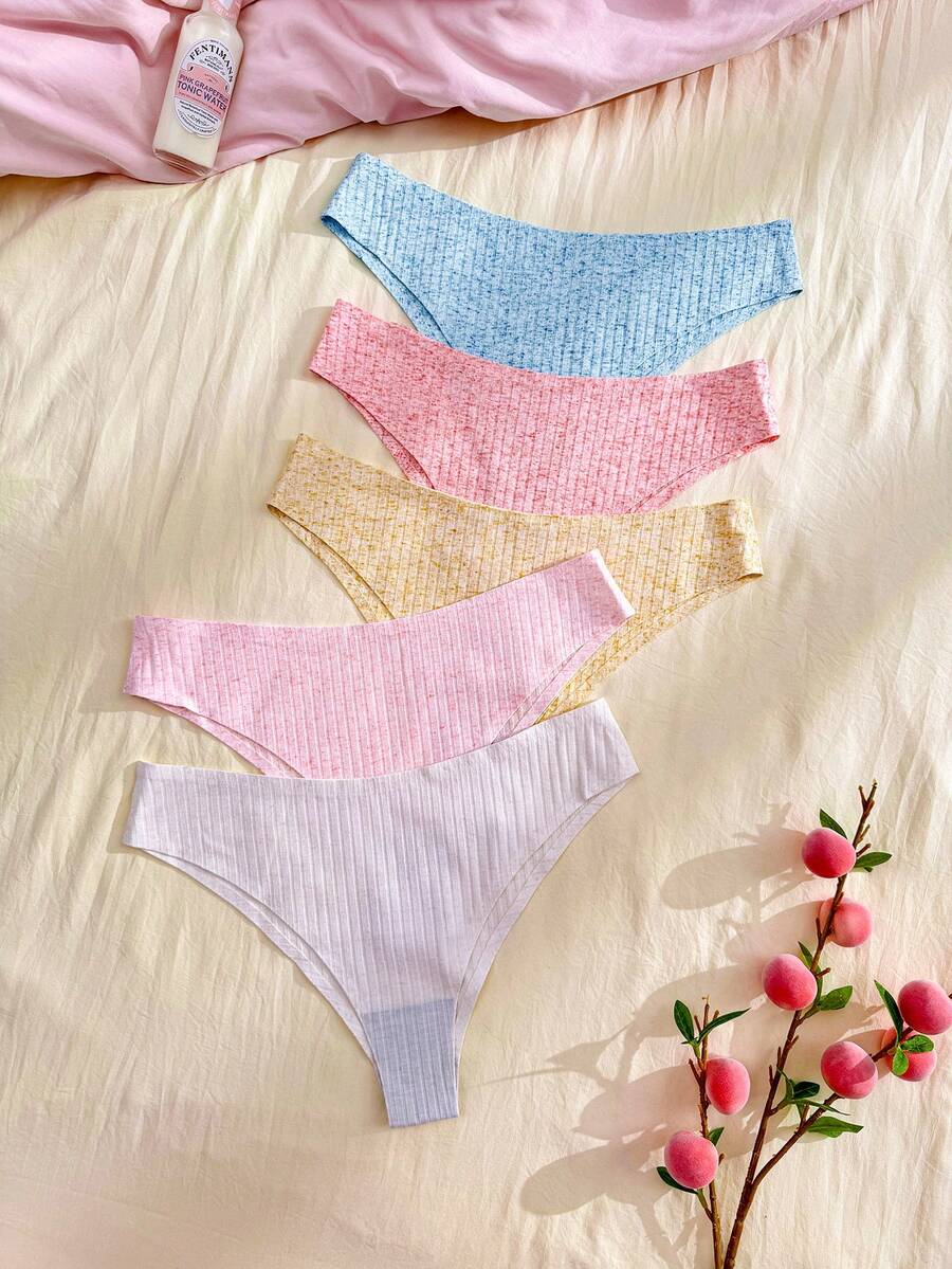 Eraneu 5pcs/Set Colorful Seamless Comfortable Low-Rise Panties For Girls - Multicolor - View 1