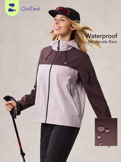 OutZeal Women Outdoor Jackets Hiking Camping Water-Resistant Hood Multi Pockets Outdoor Tops