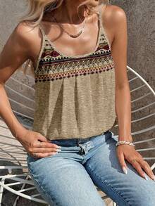 SHEIN Clasi Áo camisole nữ họa tiết hình học, kiểu dáng thường ngày, đa năng, thích hợp cho kỳ nghỉ. - Nhiều màu - Xem 6