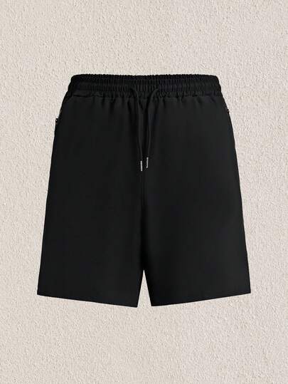 Mercer Haus Men's Casual Solid Color Drawstring Beach Shorts, Breathable Streetwear Sporty Daily Commute
