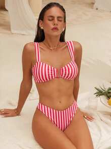 Bonvoyette Conjunto de bikini de moda con diseño de estampado de lunares para niñas, un éxito de en verano - Multicolor - Ver 4