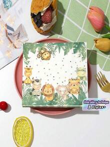 SHEIN 20-Piece Animal Kingdom Themed Disposable Napkins - 2-Ply, Perfect For Parties & Gatherings, All Seasons,Christmas - Multicolor - View 1