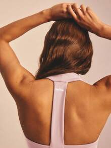 Aralina Áo tập thể dục dáng ngắn, dây đeo rộng, cổ yếm, kiểu racer back, màu đen, thích hợp cho mùa xuân hè. - Màu Hồng baby - Xem 10