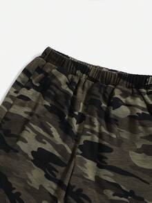 SHEIN Tarnmuster Rundhals Kurzarm T-Shirt und Shorts Casual Outfit für Kleine Jungen - Verschiedenfarbig - Übersicht 4