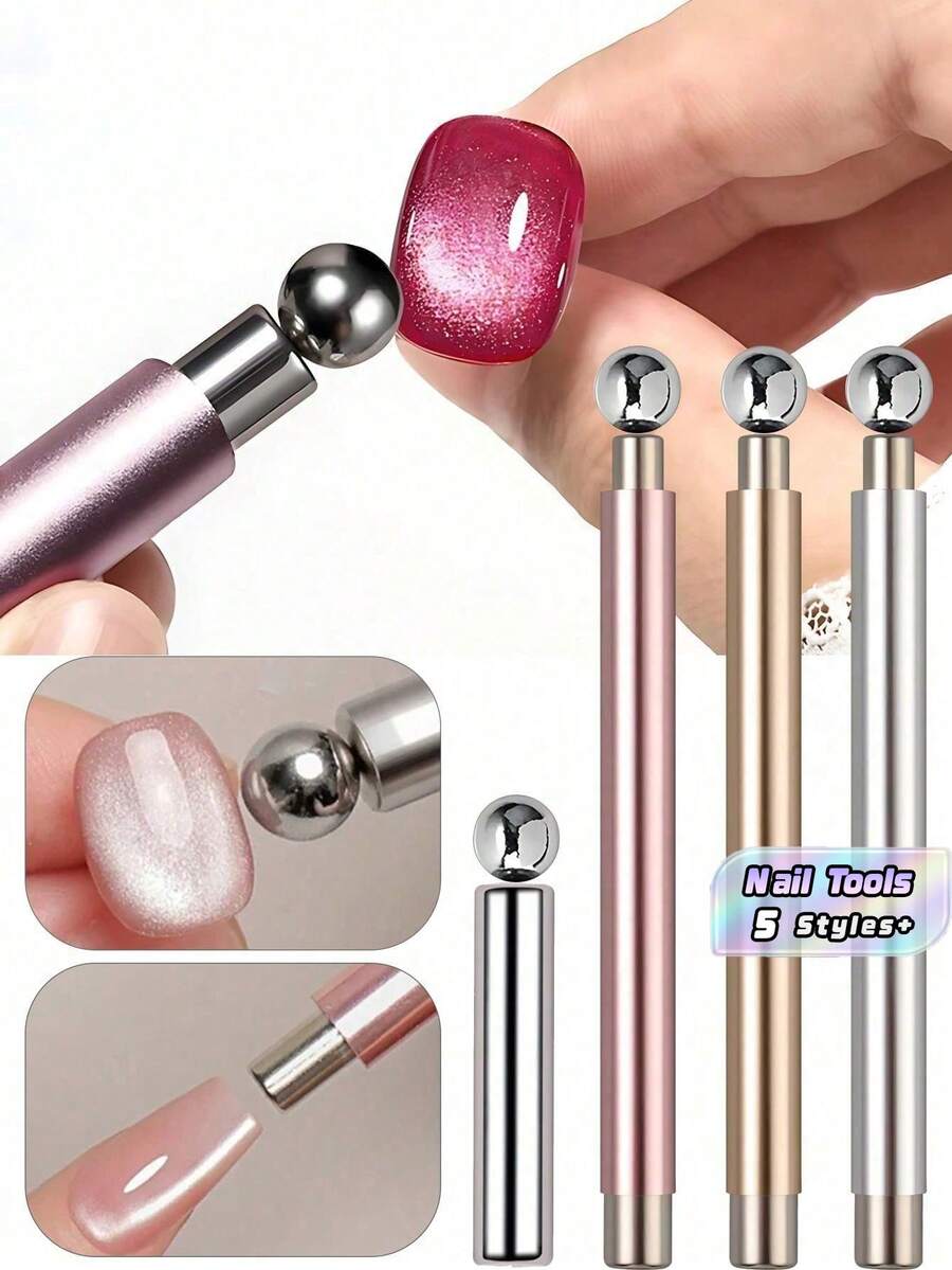 2Pcs Double Headed Cat Eye Magnet Nail Tools Smooth Shiny Surface Strong Magnetic For Gel Nail Polish Design Professional Nail Accessories Precise Sturdy For Nail Technician Female Manicure Christmas Gift - multicolor - View 1