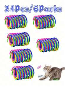 4/8/12/16/20/24/28/32/40PCS Colorful Spring Cat Toys For Indoor Play - Interactive Creative Cat Toy To Kill Time And Keep Fit, Sturdy Heavy Plastic Spring Swat Bite Hunt Kitten Toys For Fun Exercise - Multicolor - View 17