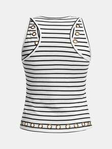 Maija Áo croptop không tay lưới kim loại thời trang đường phố dành cho nữ, thích hợp cho mùa hè. - Đen và trắng - Xem 8