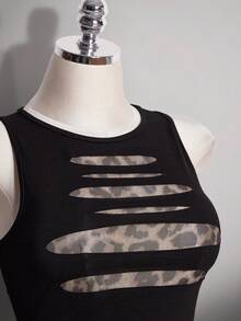 SHEIN ICON Plus Size Y2K Sheer Distressed Sexy Camisole Top - Multicolor - View 5