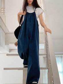 Tween Girl Striped Print Casual Jumpsuit - Blue - View 8