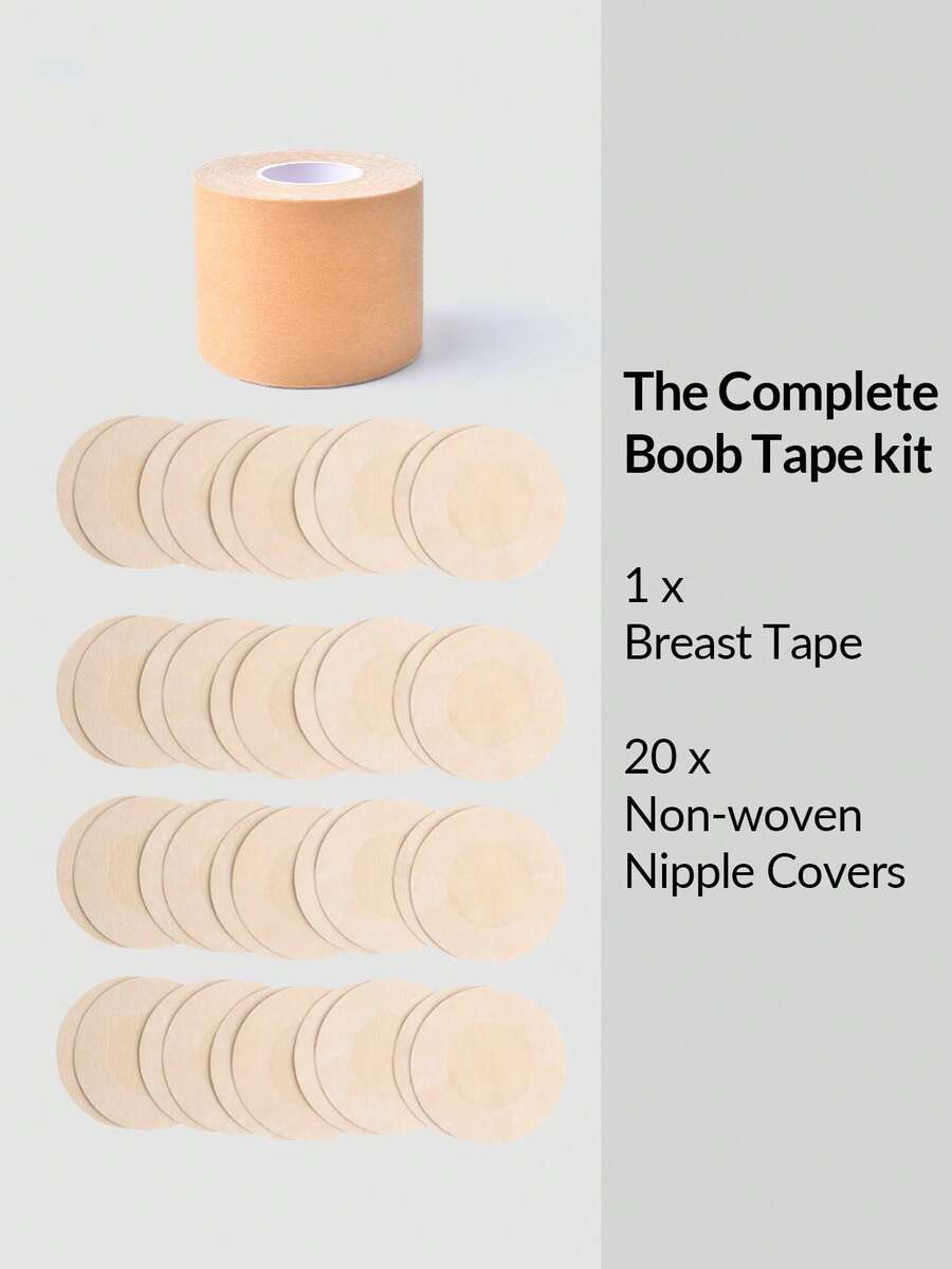 SHAPORA 20 piezas/paquete Accesorios de sujetador desechables Pétalos de pecho de tela no tejida - Albaricoque - Ver 1
