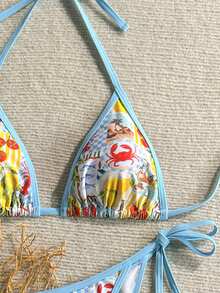 Swim Mod Bộ bikini tam giác phong cách retro ngọt ngào và quyến rũ mùa Xuân/Hè 2026, áo tắm hai mảnh cao cấp tối giản, buộc dây, dành cho vòng ngực nhỏ. - Nhiều màu - Xem 5