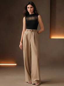 Anewsta Áo vest dệt kim cổ tròn màu trơn thanh lịch, chất liệu pha trộn organza mật độ cao, kiểu dáng không đều, phù hợp cho mùa thu, đông, đi chơi, dự tiệc, thời trang, năm mới, Giáng sinh, công sở, lễ tốt nghiệp, đám cưới, từ xuân đến hè. - màu đen - Xem 5