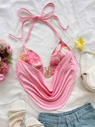 Soleia Spring/Summer New Casual Vacation Western Beach Wedding Guest Attire Graduation Brunch St. Patrick's Day Spring Break Easter Music Festival Elegant Boho Tropical Sexy Backless Sequin Party Valentine's Day Halter Metallic Decor Women's Fit