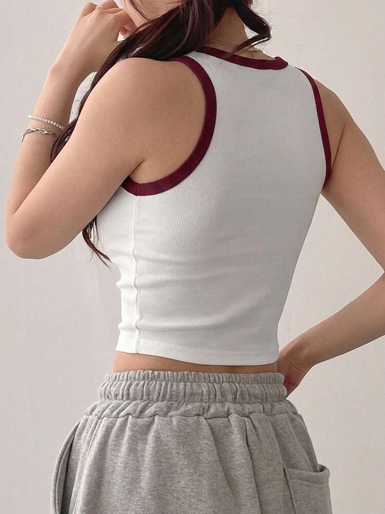 Women's Round Neck Ruffle Trim Casual Versatile Daily Wear Top Summer