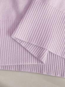 Franclia Women's Spring/Summer White Simple Casual Turndown Collar Raglan Short Sleeve Solid Color Fitted Knit Top, Plus Size - Purple - View 6