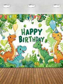 1PC Backdrop With Vibrant Dinosaur-Themed Design, Colorful Balloons, And Friendly Dinosaur Figures, Featuring Birthday Greetings Text-Ideal For Teen Birthday Parties And Family Gatherings. - 1pc - View 13