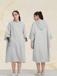Hooded Surf Changing Robe, Wearable Beach Towel With Quick Dry Fleece, Sandproof Portable Poncho With Pocket For Swimming Pool, Unisex Outdoor Gear - Multicolor - View 14