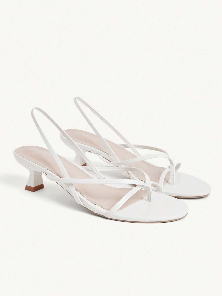 CUCCOO CHICEST Sandalias de tacón alto con puntera redonda, cómodas y versátiles para uso diario, citas y vacaciones - Blanco - Ver 1